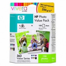 Cartus cerneala HP 363 Photo Value Pack/6 Ink Cartridges/150 sht Advanced Photo Paper 10 x 15 cm borderless - Q7966EE